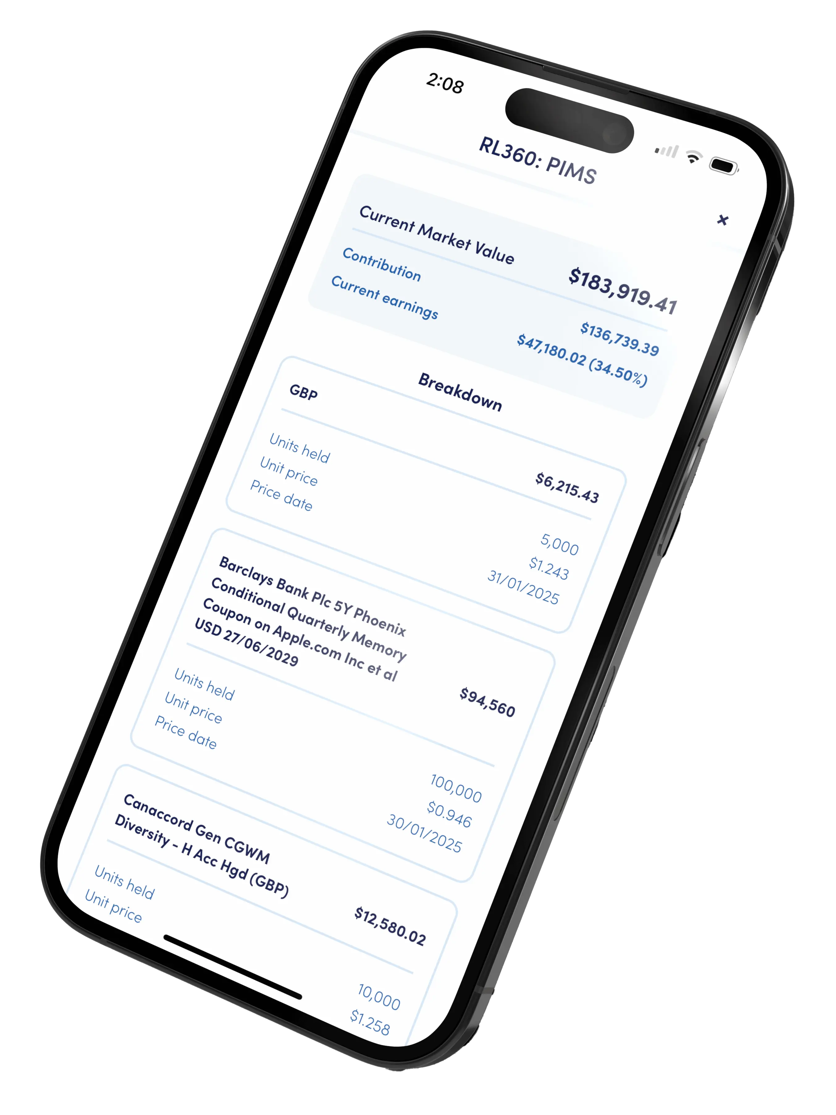 Holborn App Interface showing secure document storage and estate details.