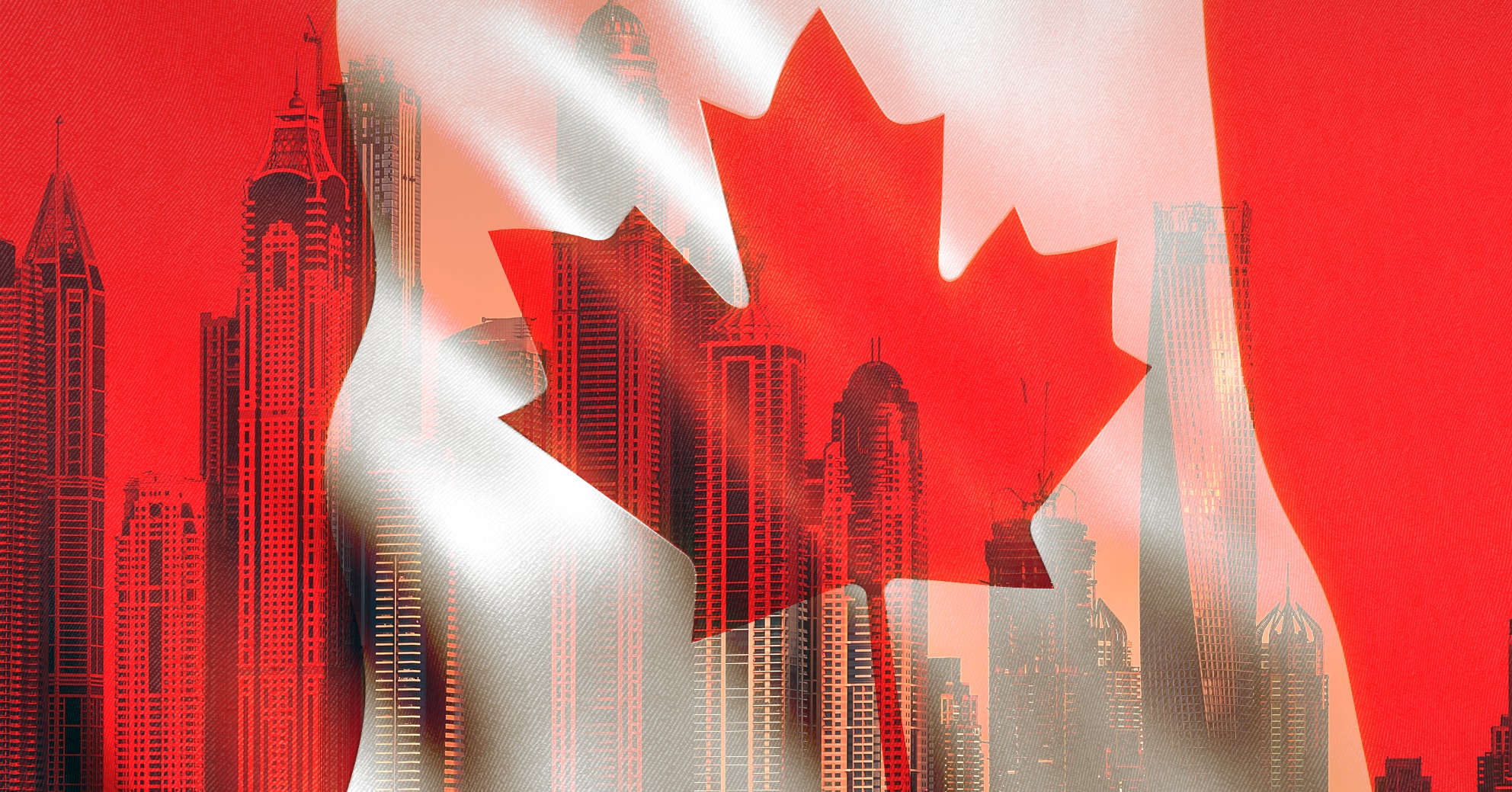 A transparent image of a Canadian flag with the Canadian architecture showing through. Financial tips for Canadian Expats in the UAE